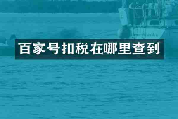 百家号扣税在哪里查到