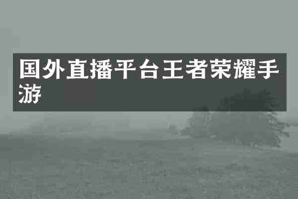 国外直播平台王者荣耀手游