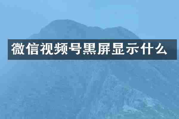 微信视频号黑屏显示什么