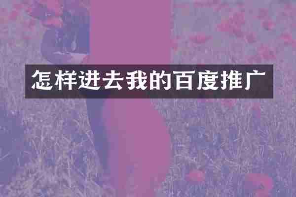 怎样进去我的百度推广