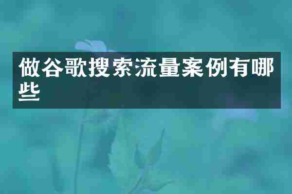 做谷歌搜索流量案例有哪些