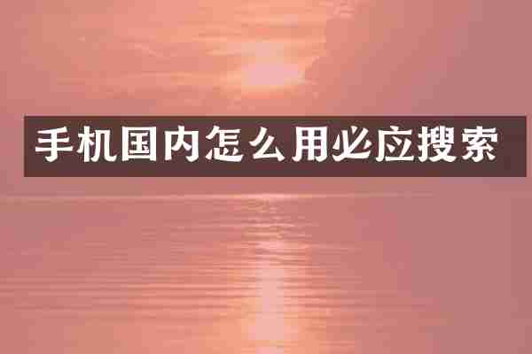 手机国内怎么用必应搜索