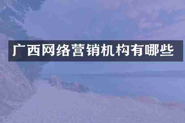广西网络营销机构有哪些