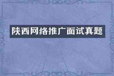 陕西网络推广面试真题