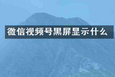 微信视频号黑屏显示什么