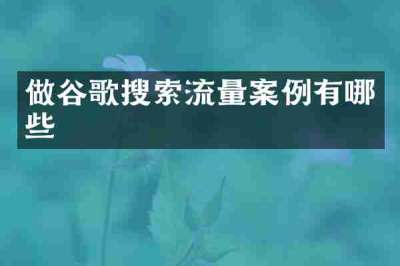做谷歌搜索流量案例有哪些