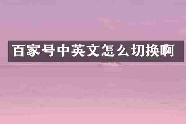 百家号中英文怎么切换啊