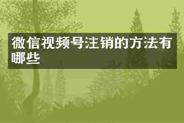 微信视频号注销的方法有哪些