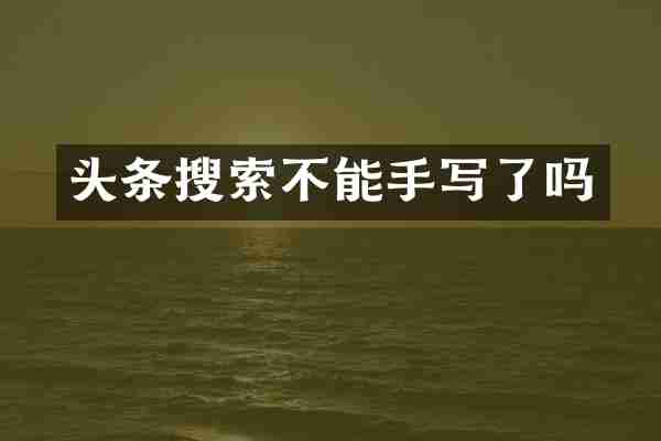 头条搜索不能手写了吗