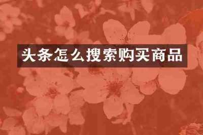 头条怎么搜索购买商品