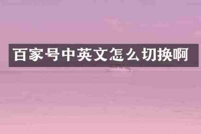 百家号中英文怎么切换啊