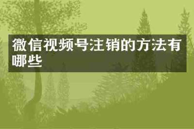 微信视频号注销的方法有哪些