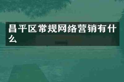 昌平区常规网络营销有什么