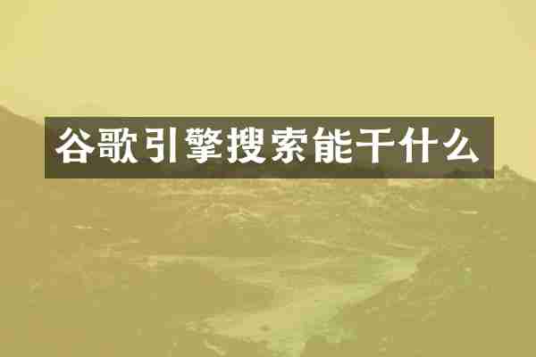 谷歌引擎搜索能干什么