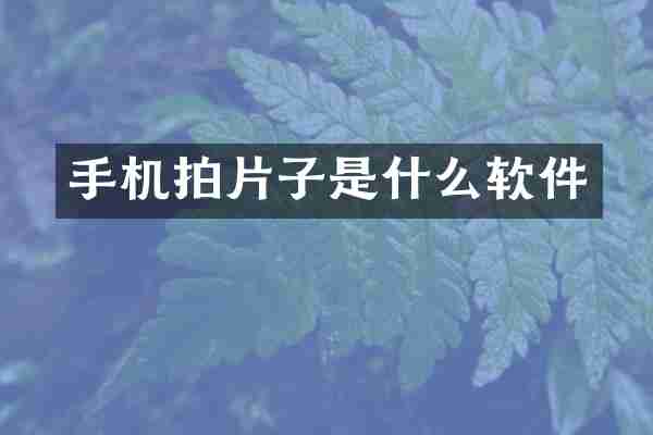 手机拍片子是什么软件