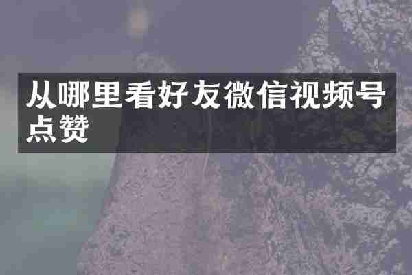 从哪里看好友微信视频号点赞