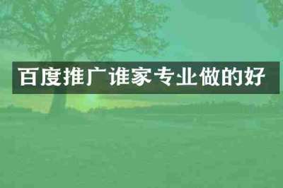 百度推广谁家专业做的好