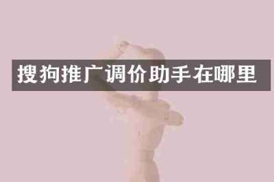 搜狗推广调价助手在哪里