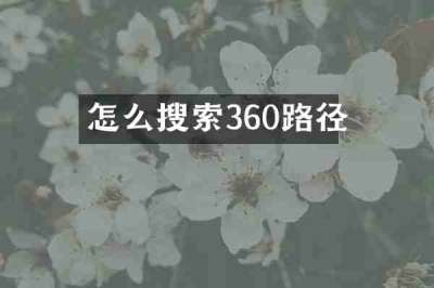 怎么搜索360路径