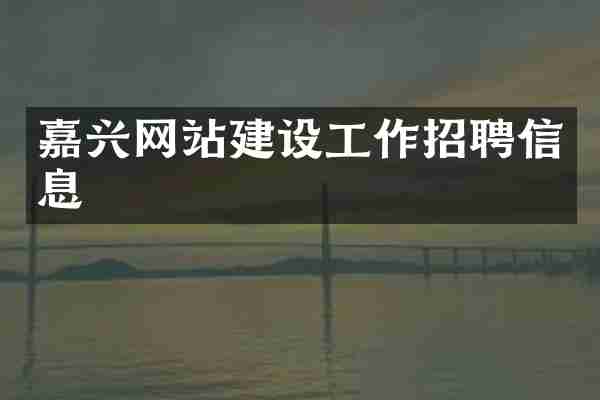 嘉兴网站建设工作招聘信息