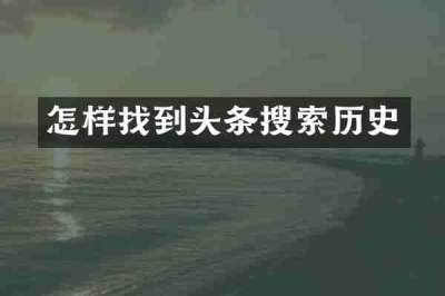 怎样找到头条搜索历史