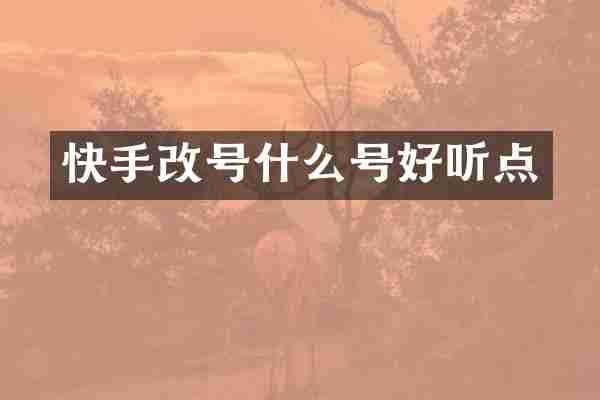 快手什么号好听点
