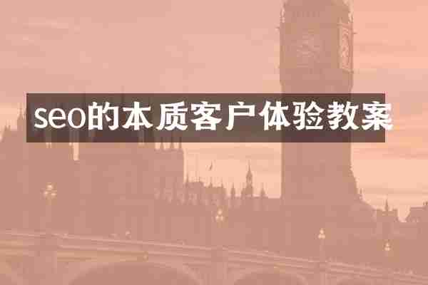 seo的本质客户体验教案