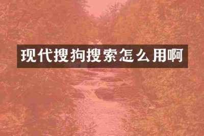 现代搜狗搜索怎么用啊
