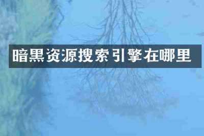 暗黑资源搜索引擎在哪里
