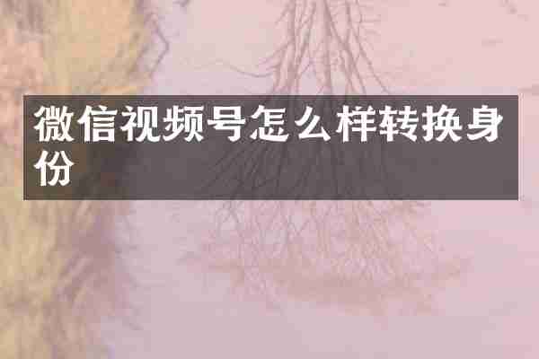 微信视频号怎么样转换身份