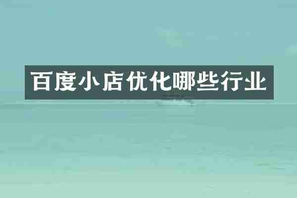 百度小店优化哪些行业