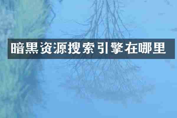 暗黑资源搜索引擎在哪里