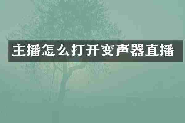 主播怎么打开变声器直播