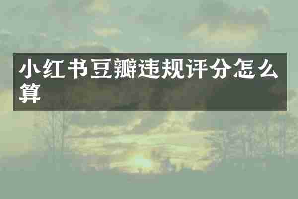 小红书豆瓣违规评分怎么算