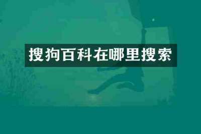 搜狗百科在哪里搜索