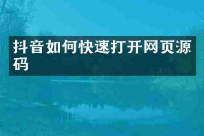 抖音如何快速打开网页源码