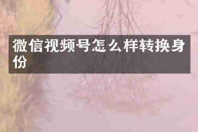 微信视频号怎么样转换身份