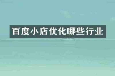 百度小店优化哪些行业