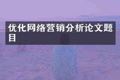 优化网络营销分析论文题目