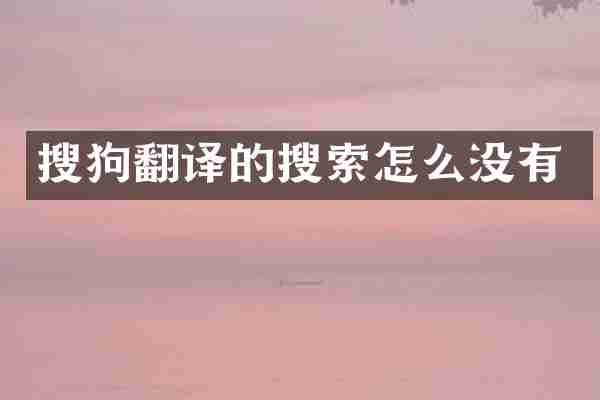 搜狗翻译的搜索怎么没有