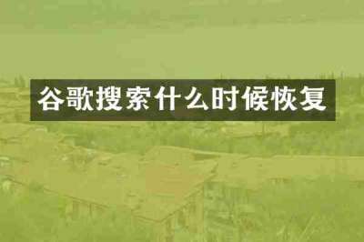 谷歌搜索什么时候恢复