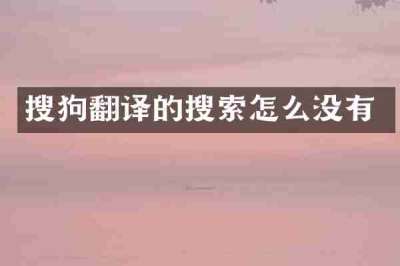 搜狗翻译的搜索怎么没有