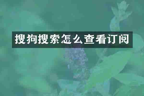 搜狗搜索怎么查看订阅