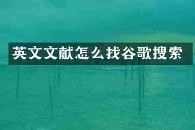 英文文献怎么找谷歌搜索