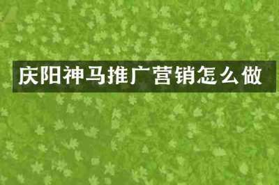 庆阳神马推广营销怎么做