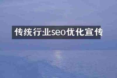 传统行业seo优化宣传