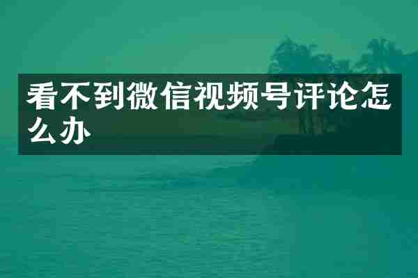 看不到微信视频号评论怎么办
