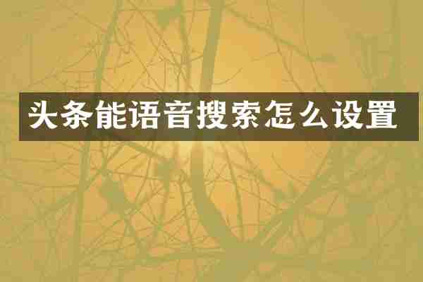 头条能语音搜索怎么设置