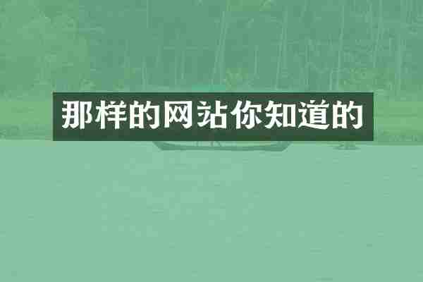 那样的网站你知道的