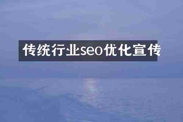 传统行业seo优化宣传